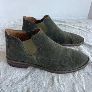 Trask Allison Ankle Boots Green Suede Leather Women Size 7.0
